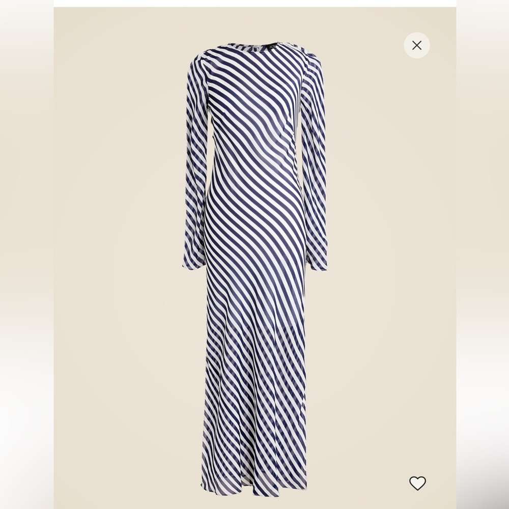 NWT JCrew Long Sleeve Striped Dress in Viscose Chiffon